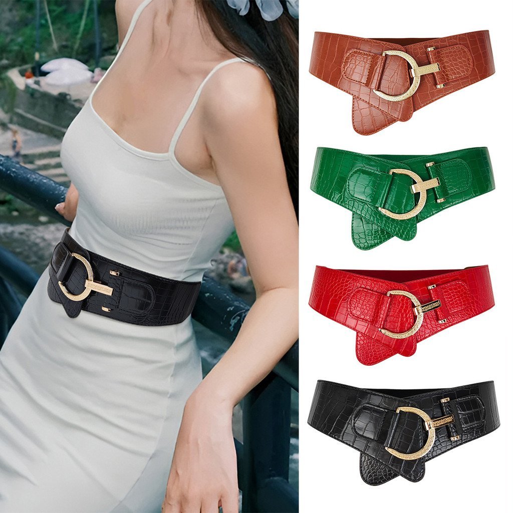 Cinto largo versátil para mulheres, ideal para vestuário formal, acessório decorativo para vestidos, casacos, cintura el