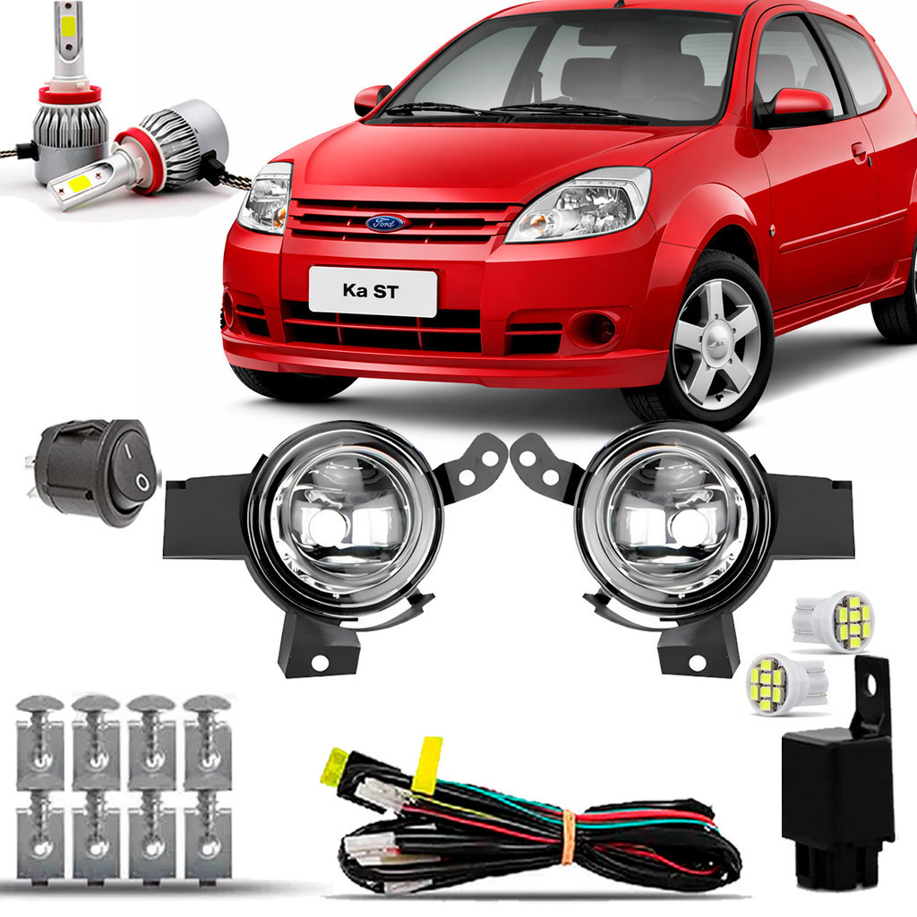 Kit Farol Milha Farolete Auxiliar Cibie Neblina Completo Ford Ka 2008 2009 2010 2011 2012 + Super Led 6000K
