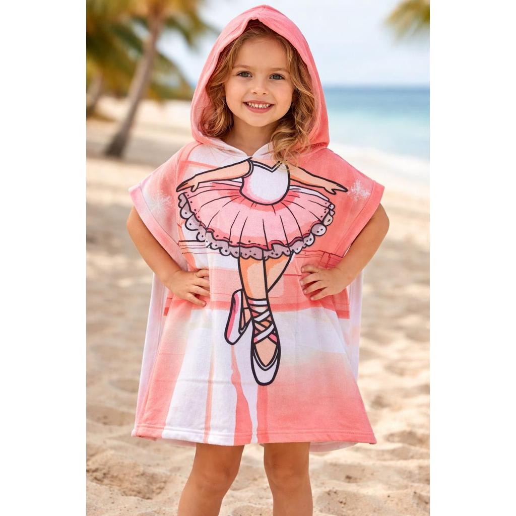 Toalha Roupão Com Capuz Infantil Praia Piscina Banho