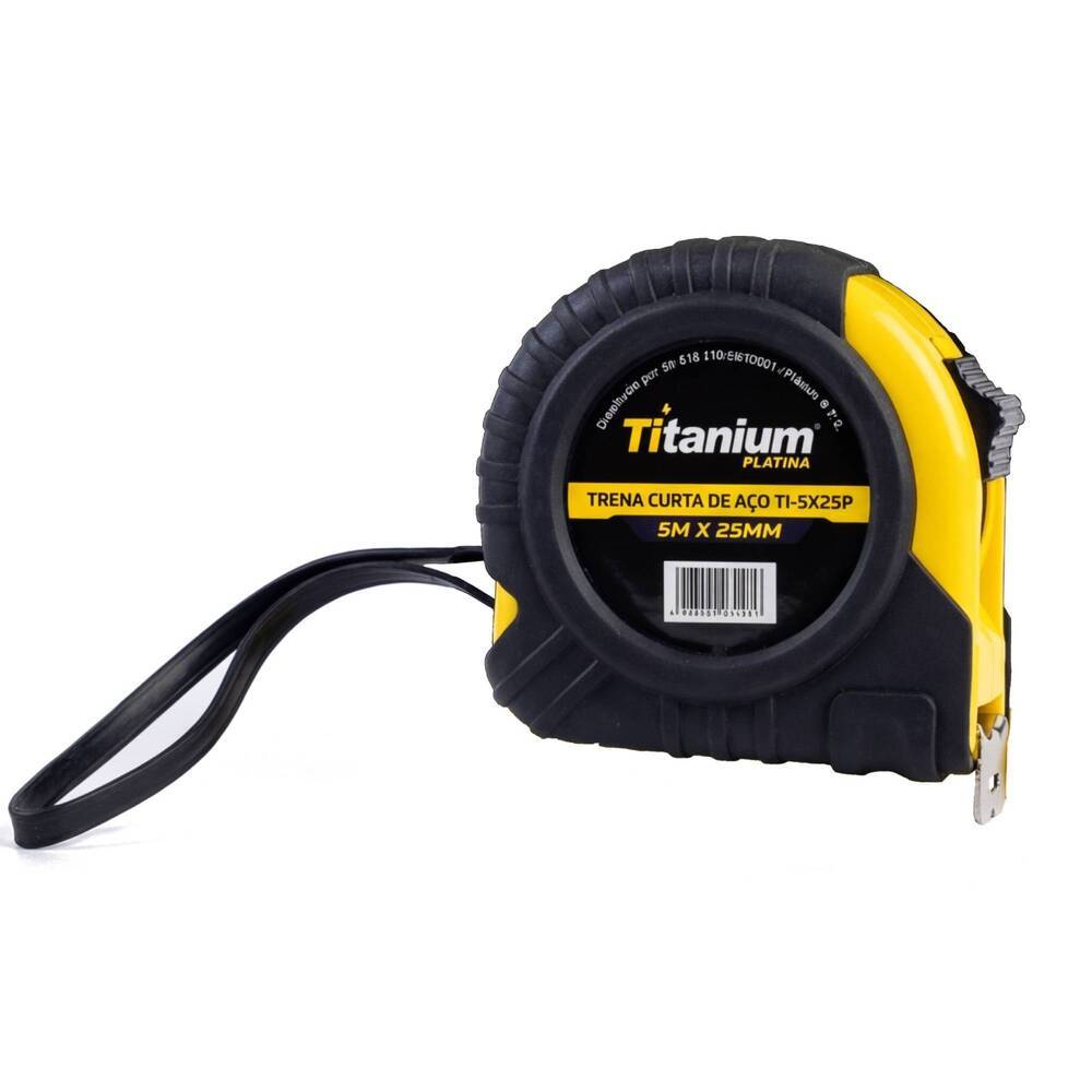 Trena emborrachada com fita de aço 25 mm x 5 m com trava  - 8632 - Titanium em Oferta na Shopee