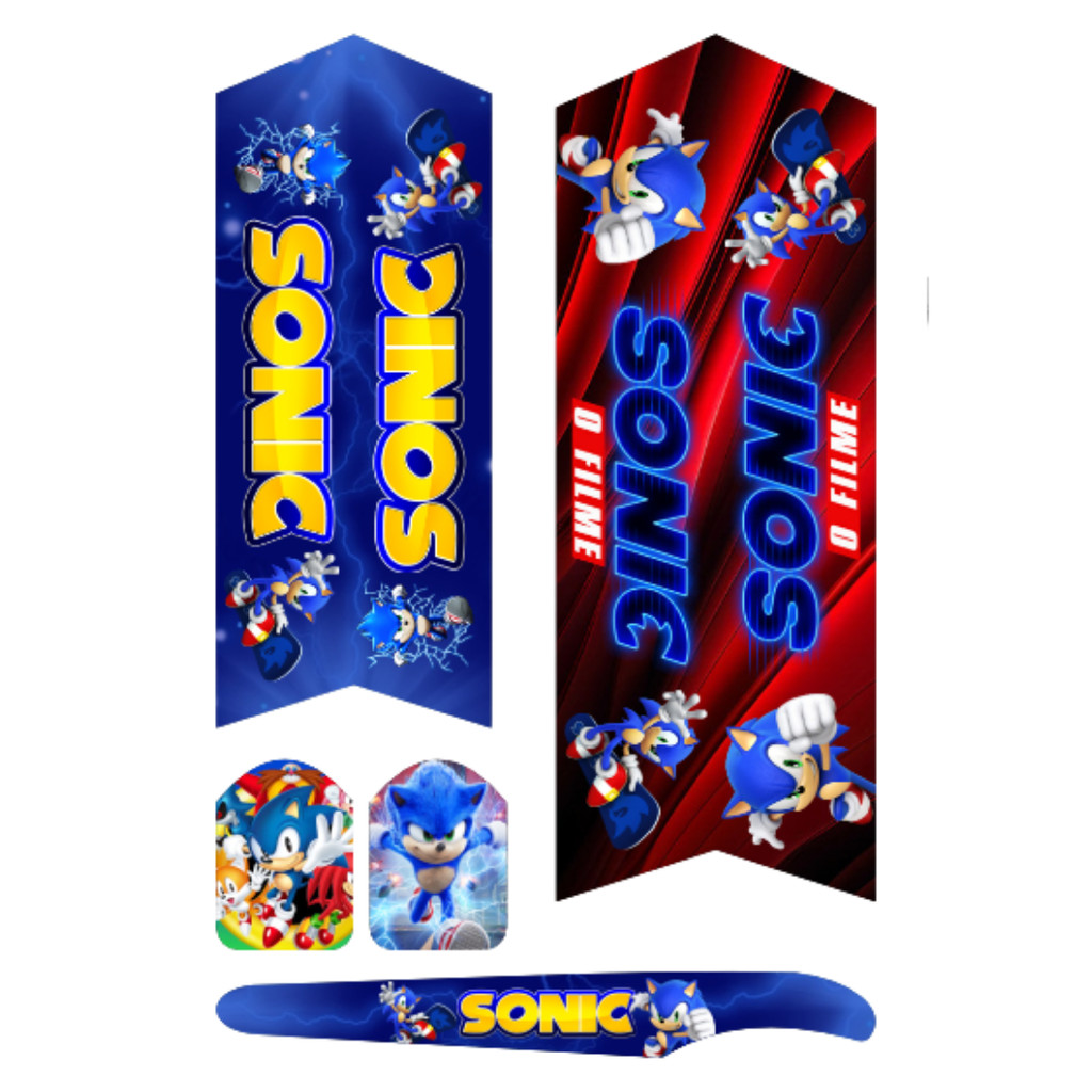 Cartela Adesivo Bike Sonic O Filme The Hedgehog  Infantil P/Bike  Aro 12/16/20