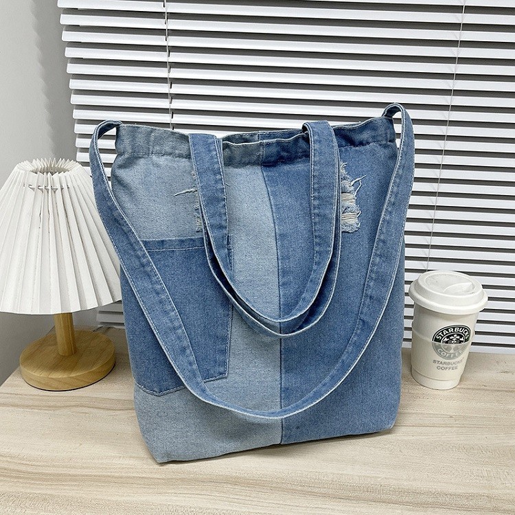 Bolsa jeans Original feminina 2026, novo estilo, sacola de grande capacidade, nicho, estudante, bolsa de pano, bolsa men