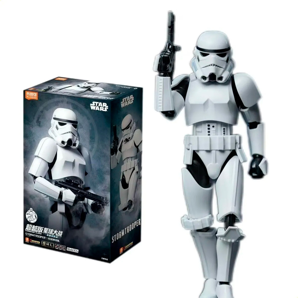 Boneco Articulado Montável Blokees Star Wars Champion 02 Stormtrooper Colecionável Model Kit
