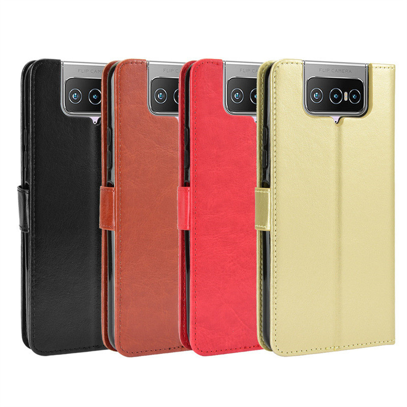 Adequado para Asus Asus ZenFone 8 Flip Phone Case ZS672KS Capa de couro Flip Crazy Horse Padrão Cartão