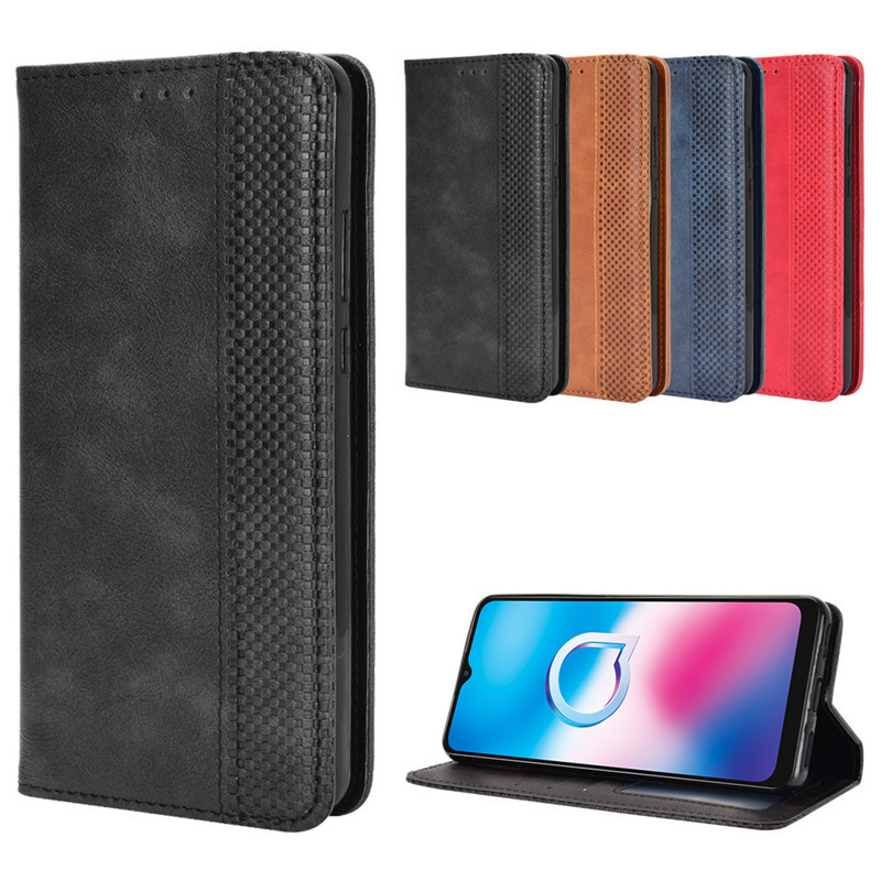 Alcatel 3X 2020 Capa de telefone alcatel 3X 2020 Capa de couro para telefone com bainha magnética para cartão