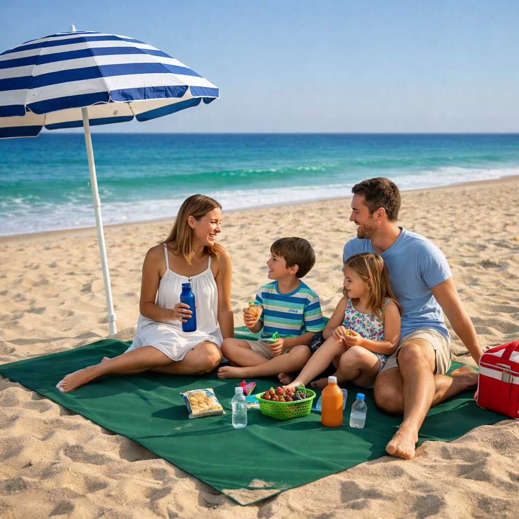 Esteira/Manta de Praia Vila Flor 135x135cm Impermeável Anti-Areia Térmica Portátil Piquenique