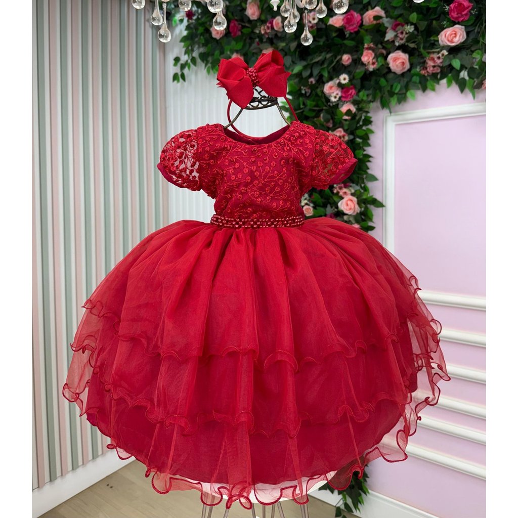 Vestido Bella Child Lavínia Vermelho