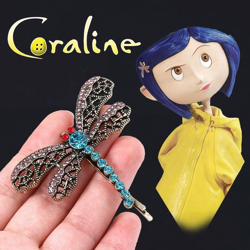 Anime Fantasma Mãe Coraline Broche Libélula Hairpin Clipe Lateral Menina Moda Cocar E Colar Cosplay Jóias Acessórios Pre