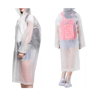 kit 2 capa chuva com Gabardina grossa e comprida transparente reforçada reutilizável em Oferta na Shopee