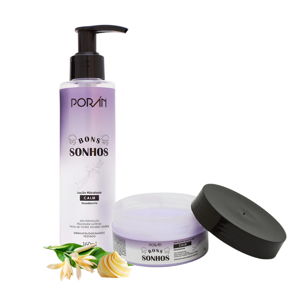 KIT BONS SONHOS CALM PORAN - HIDRATANTE CORPORAL E CREME PARA OS PÉS