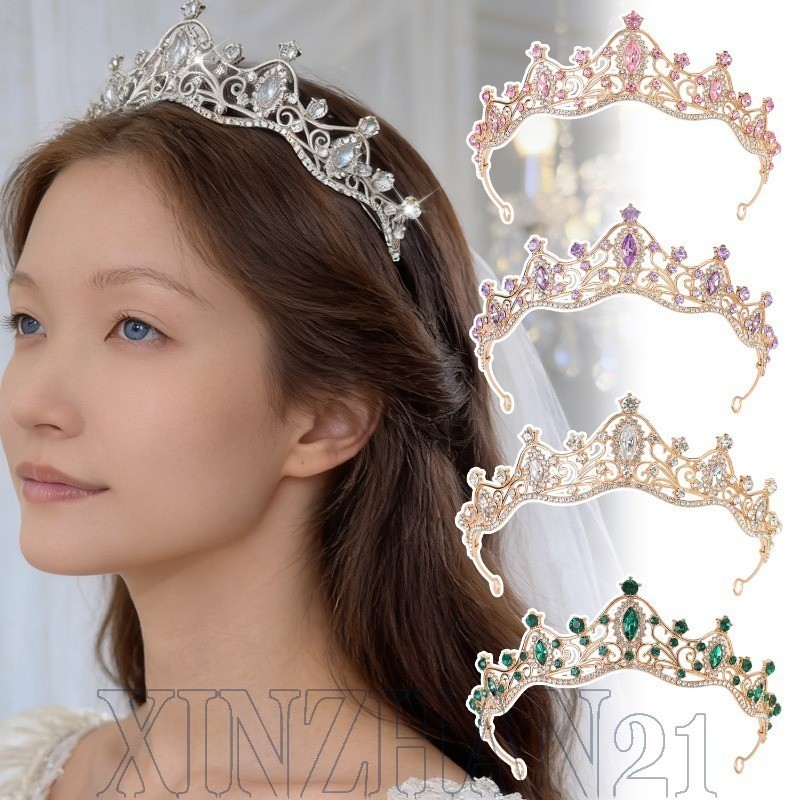 Tiara De Coroa De Strass Brilhante-Para Roupas De Festa De Casamento Nupcial-Princesa De Liga-Coroas De Rainha De Diaman
