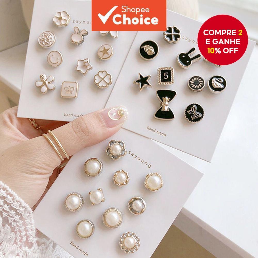 10 Pçs/Set Moda Botão Abotoaduras De Alta Qualidade Para Decoração De Roupas Prevenir Exposição Acidental Botões Broche 