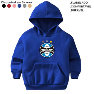 Moletom Infantil Flanelado Canguru Blusa Quentinha Casaco Gremio Estampado Times em Oferta na Shopee