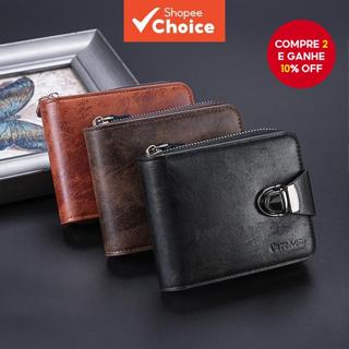 Nova Carteira Masculina Curta Com Zíper E Slot Para Vários Cartões Bolsa De Moedas Multifuncional ​ em Oferta na Shopee