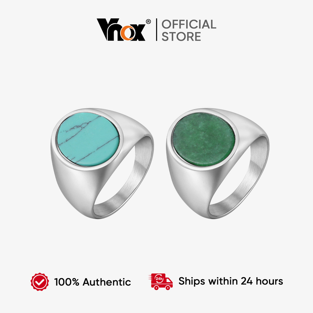 Anel Retrô De Aço Inoxidável Vnox Para Homens , De Pedra Natural , Acessórios De Joias Da Moda , Presente
