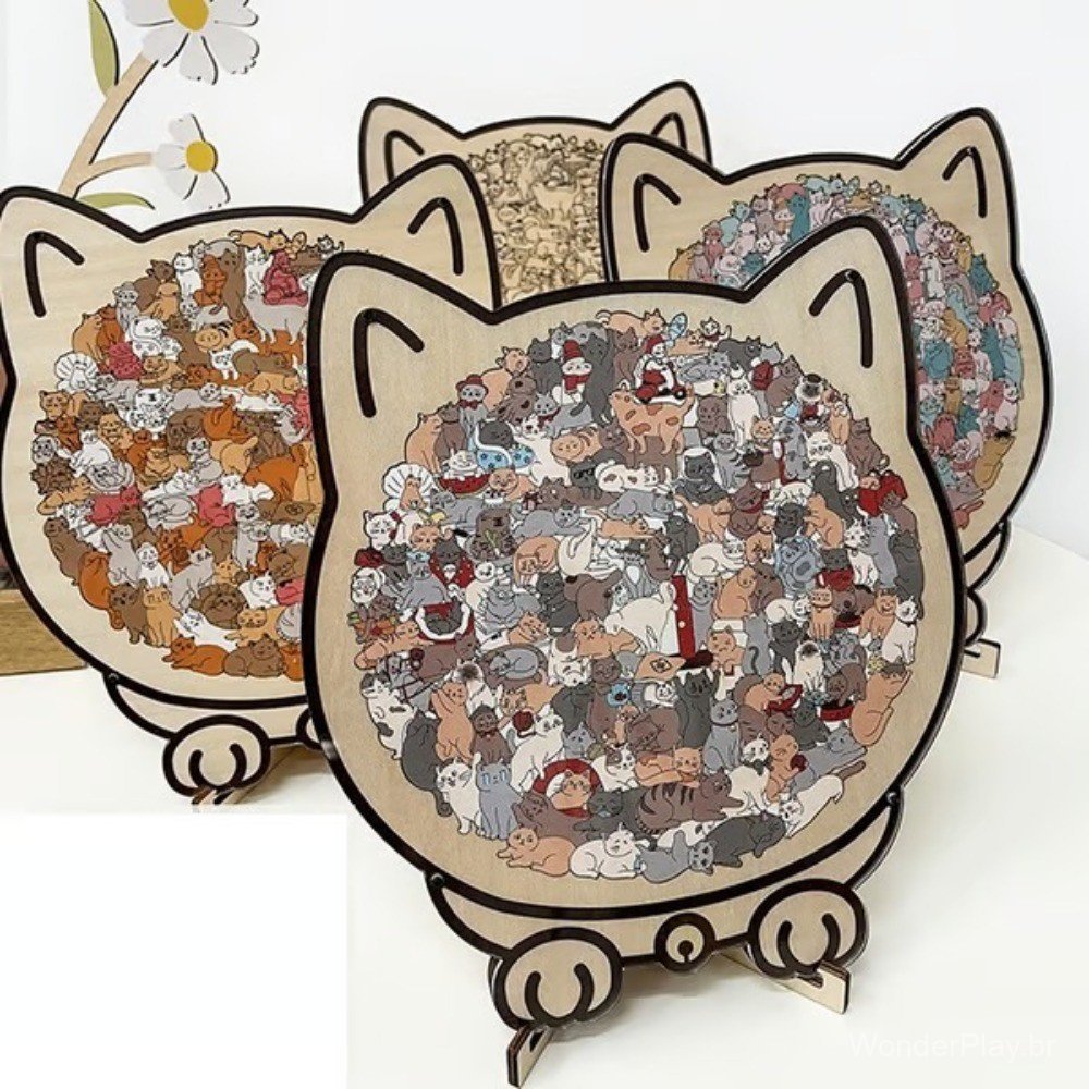 Quebra-cabeça de Madeira em Forma de um Gato Colorido Morandi |     Animal Fofo for Home Decoration EZHX