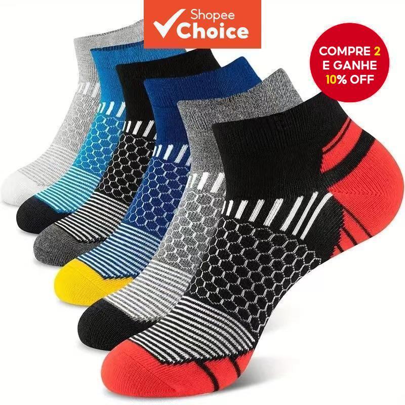 Meias Esportivas Masculinas 6 Pares – Colorblock Até O Tornozelo Para Estilo E Conforto | Seu Pacote Essencial Diário Pr