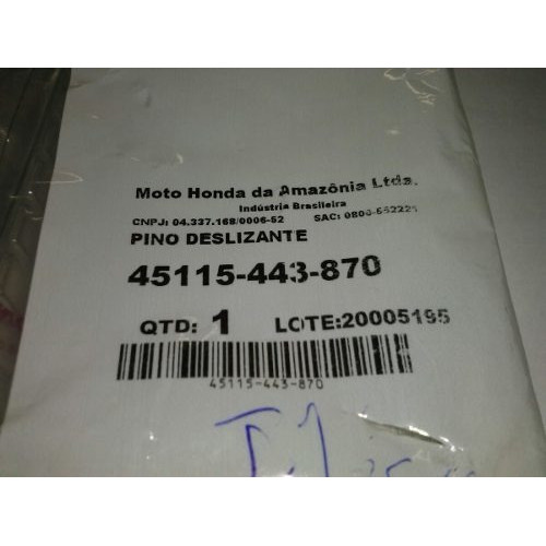 Pino Deslizante Pinça Freio Honda Cb 450 Dx Custon