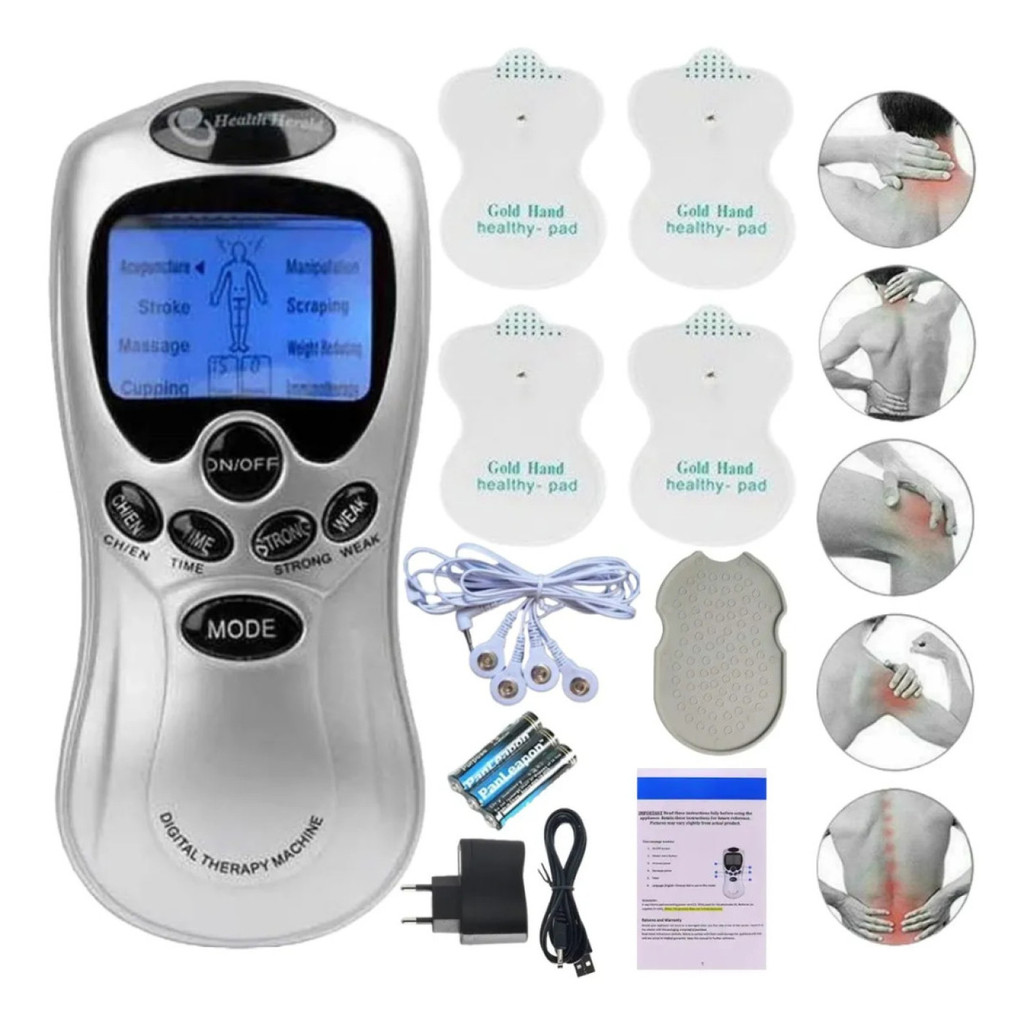 Aparelho de Fisioterapia Tens Portátil Mini Choque Elétrico Massagem Digital Acupuntura