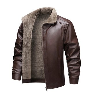 Jaqueta de Couro Masculina Inverno Forrada com Fleece Jaquetas de Motociclista Moda Jaqueta de Motocicleta Casaco de Cou