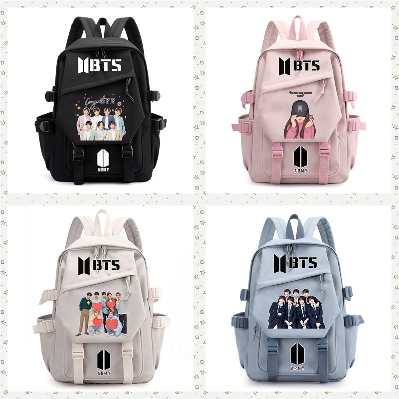 Mochila Coreana Estudante Bolsa Escolar Mulheres Homens Viagem Grande Capacidade Bolsa para Laptop BTS HQV6