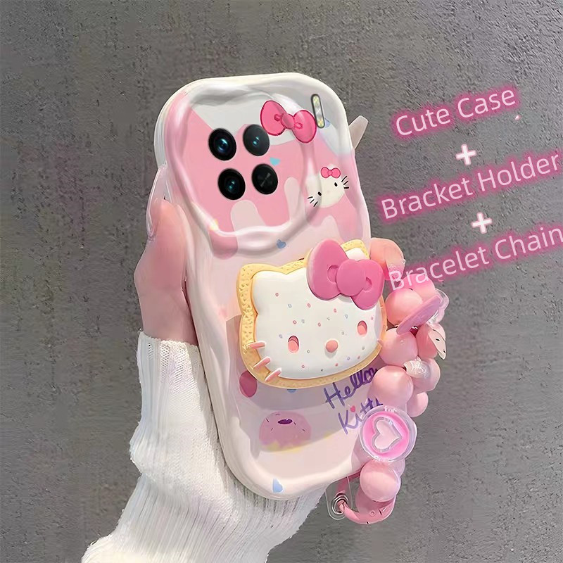 Capa De Telefone Com Pulseira De Suporte Fofa Hello Kitty Para Xiaomi POCO F7 X7 M7 X6 Pro 15 F7 Ultra 15T 17 Max Invólu