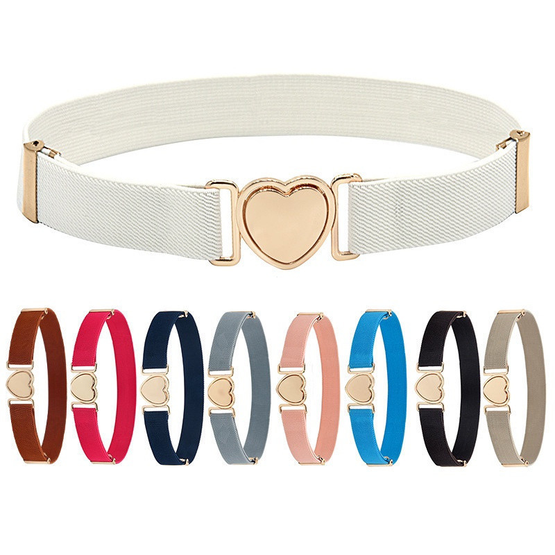 Cintura Elástica para Meninas Crianças Cinto Ajustável para Adolescentes Fivela em Forma de Coração FSIF