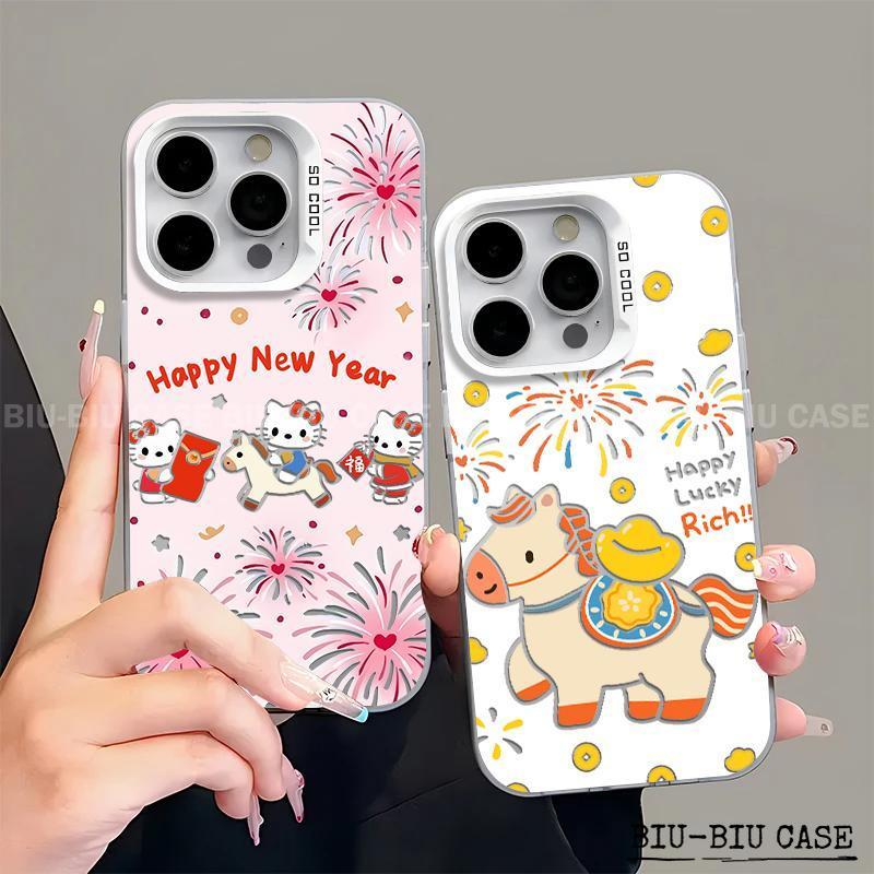 Capinha capa de Hello Kitty Fofa iPhone 17 11 12 13 15 14 16 Pro Max Xr Xs Max 7+ 8+ pulseira rosa Capa TPU choque