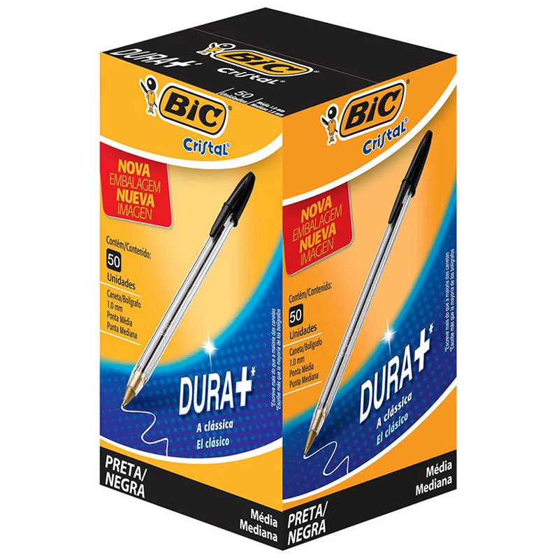 Caneta esferográfica Cristal 1.0mm Preta caixa com 50 unidades Bic
