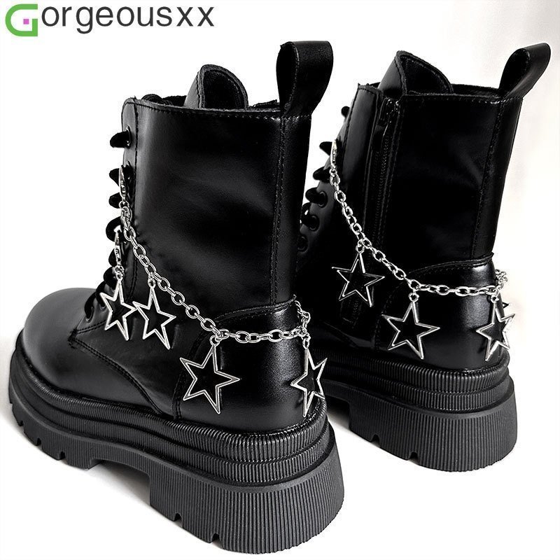 Pentagrama Exagerado Pingentes Do Coração Amor De Aço Titânio Corrente Martin Botas Acessórios Para Sapatos