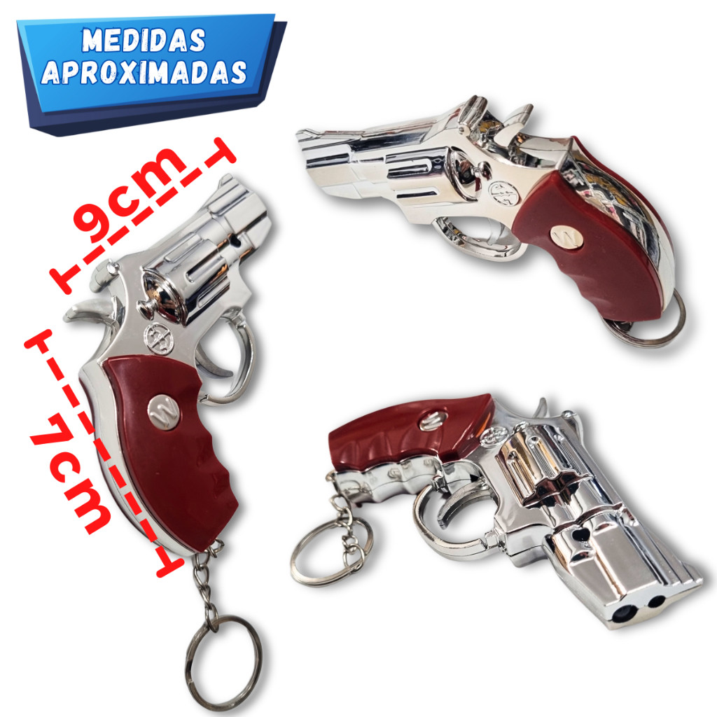 Chaveiro Laser Revolver Arminha Lanterna LED Vermelho