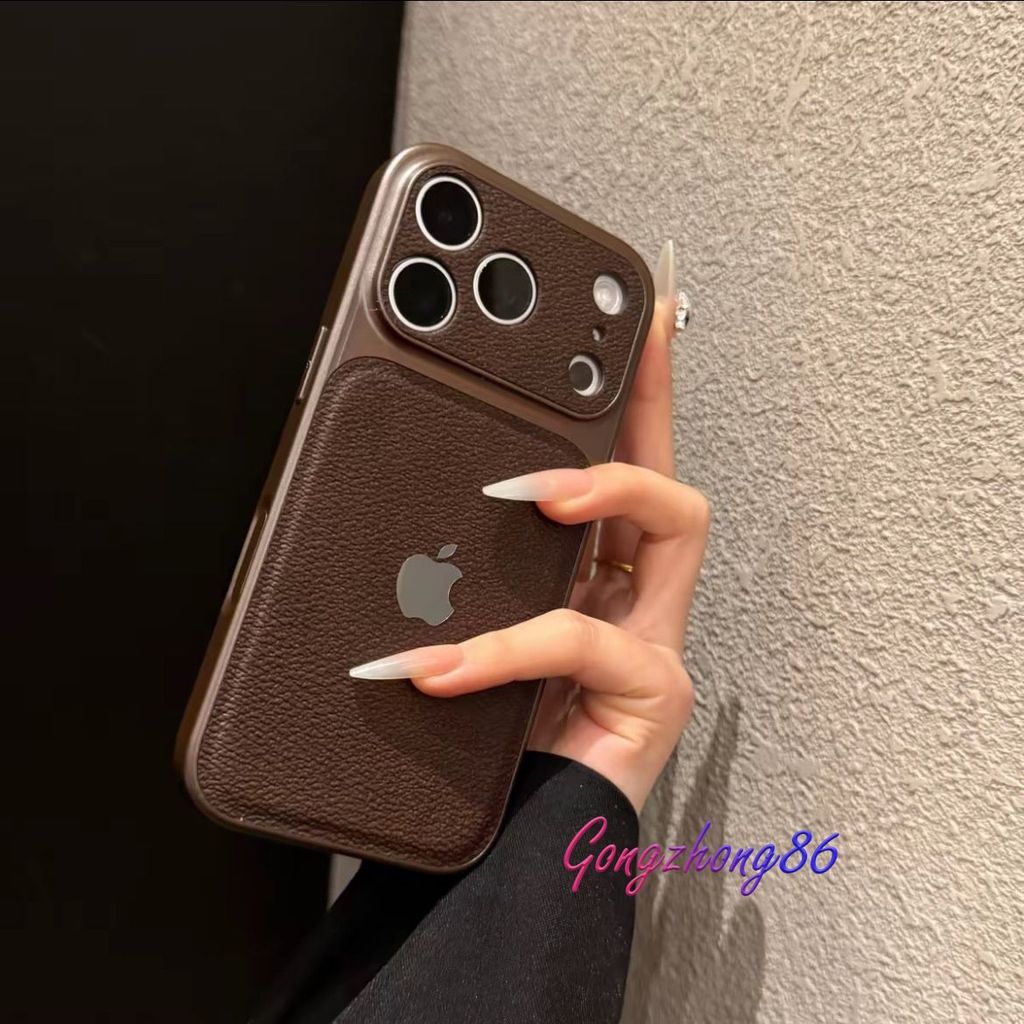Capa Protetora Com Padrão De Lichia De Alta Qualidade Para iPhone 17 16 15 14 13 Pro Max (Traseira)