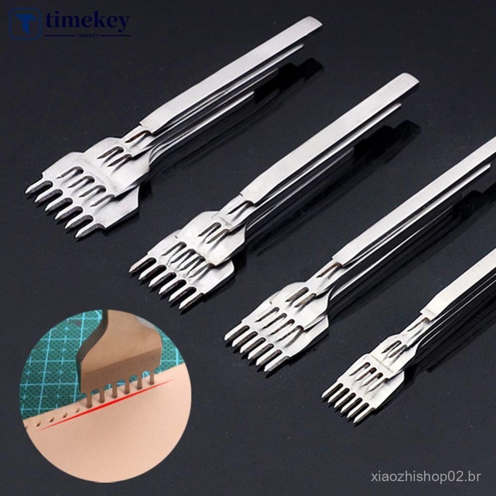 1/2/4/6 Pinos 3 5/6mm Espaçamento Perfurador Ferramenta Metal Couro Cinzel Buraco De Costura Diamante Picar Ferr