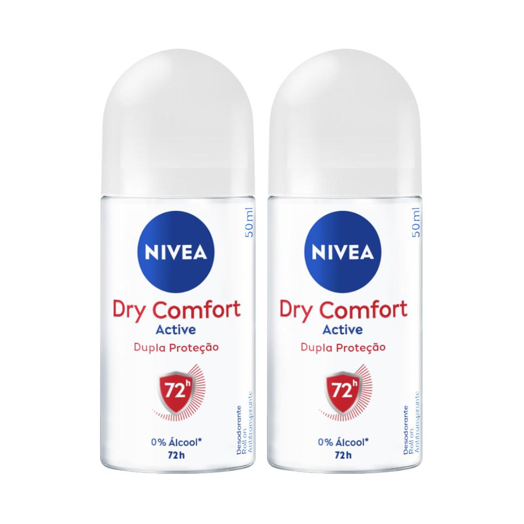 Kit NIVEA Desodorante Antitranspirante Roll On Dry Comfort 50ml em Oferta na Shopee