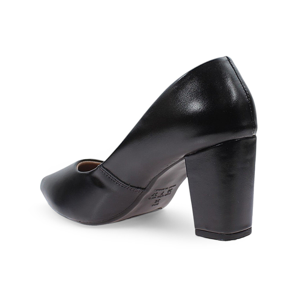 Sapato Scarpin Feminino Salto Bloco 7cm Bico Fino Confortável Social Trabalho — imagem 2 de 2