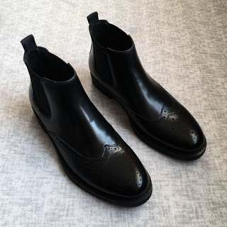 W inverno velo-velo quente Chelsea botas masculinas de couro genuíno botas masculinas Brogue sapatos de algodão botas cu