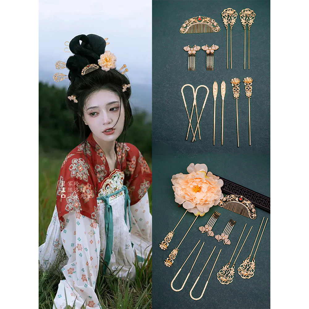 Acessórios de cabelo antigos combinação Hanfu hairpin pente de cabelo acessórios estilo Tang estilo All-Match acessórios