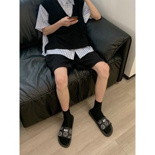 Chinelos de rosto sorridente masculino de tira fina verão versão coreana casal interior antiderrapante plana sandálias d