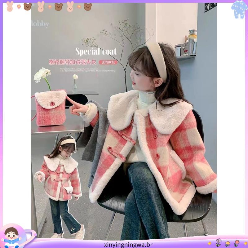 2025 menina inverno novo estilo moda infantil casaco superior engrossado meninas na moda inverno velo bacalhau moda casa