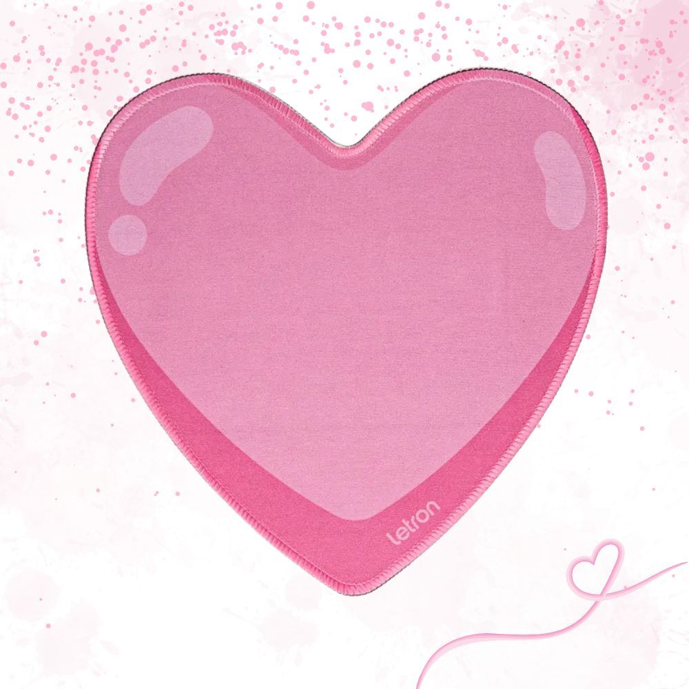 Mouse Pad Coração Pink Vibes Letron 23x22,7cm Leonora |Informática |Delicado |Estudos |Escritório