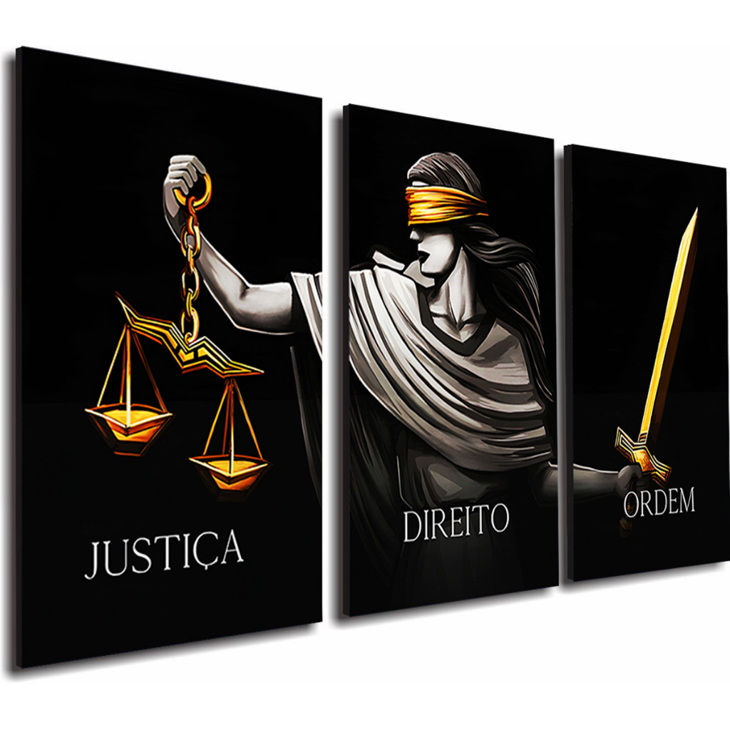 Quadros Decorativos Direito Justiça Ordem Estátua Balança Espada Sala Quarto Escritório