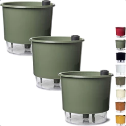 Kit 3 Vaso Raiz Autoirrigável 16x14cm N3 Médio Auto Irrigável Temperos Plantas Flores Anti Dengue