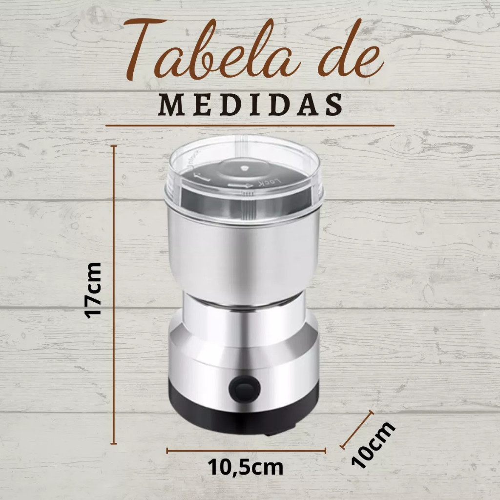 Moedor Elétrico De Sementes E Grãos Triturador De Temperos Inox Multifuncional