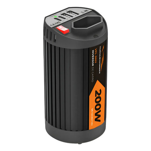Inversor Veicular 200w 12v Para 110v Com Usb Tipo C Carro