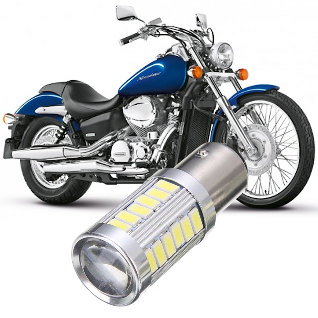Lampada Ultra LED Luz de Freio e Lanterna Traseira P21/5W Moto Motocicleta Honda Shadow 750 VT750 2005 a 2014