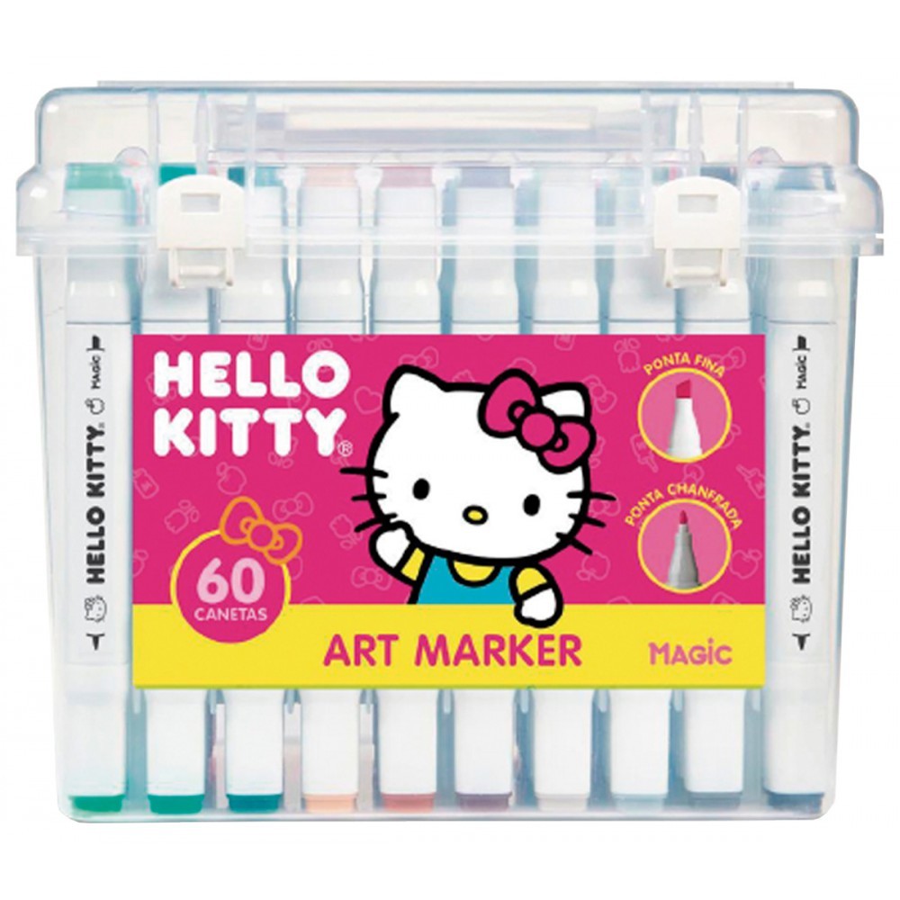 Kit Canetinha Touch Hello Kitty 60 Cores Art Marker - Canetas de Ponta Dupla