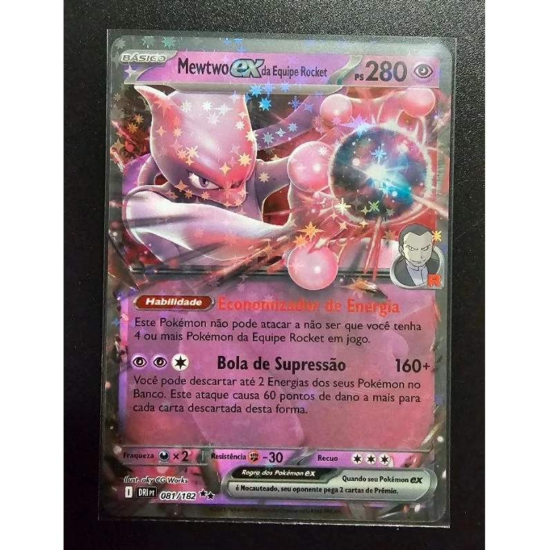 Carta Pokémon Mewtwo Ex da Equipe Rocket  (081/182 ou 079/217) | Ultra Rara | Pokémon TCG | Original PT/BR