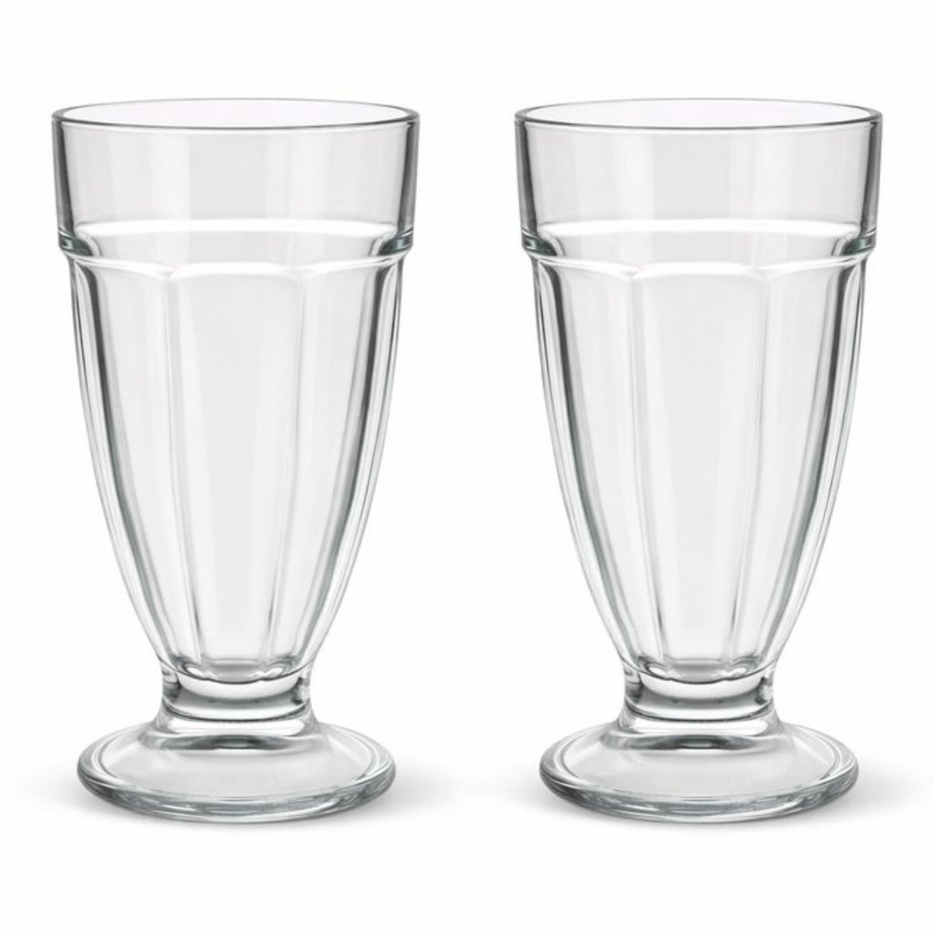 Conjunto Duas Taças Milkshake Copo Vidro Sorvete Smoothie Sobremesa 400ml