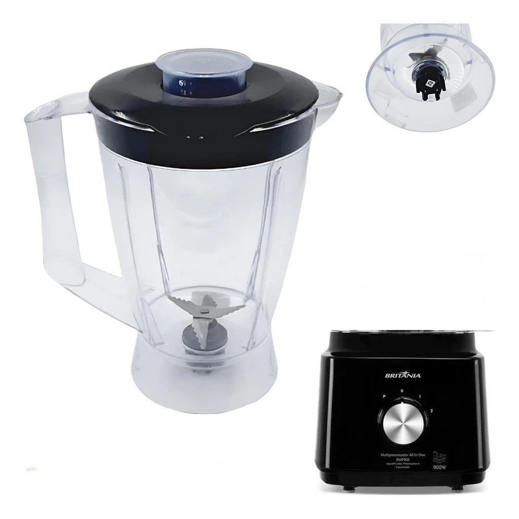 Copo Jarra Liquidificador Britania Multiprocessador All In Bmp900 Cristal - Preto