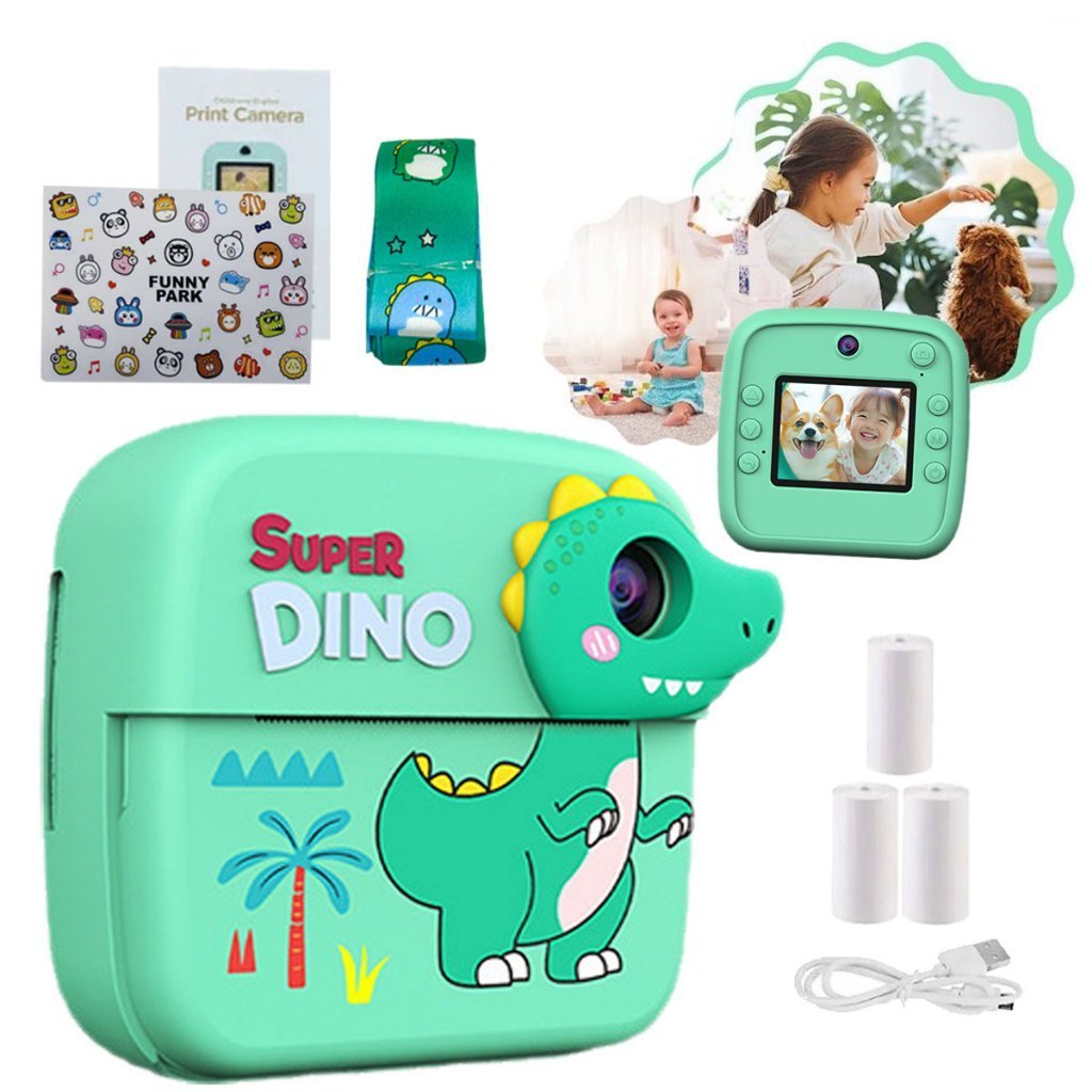 Câmera Impressora Para  Crianças Fotográfica Digital Vídeo Unicórnio Dinosauro